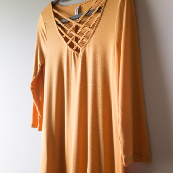 Zenana Boutique Shirt / Top 3/4 sleeve mustard - Picture 5 of 5